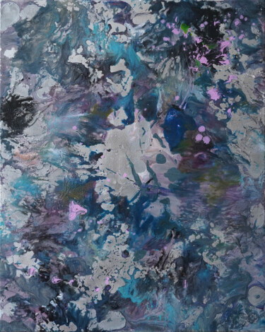 «Frosty patterns» silver vibrant colorful abstract art 绘画 标题为“«Frosty patterns» s…” 由Palirina, 原创艺术品, 丙烯 安装在木质担架架上