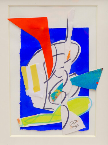 M5 - Collage flottant abstrait sur fond ivoire Collages titled "M5 - Collage flotta…" by Nathalie Cuvelier Abstraction(S), Original Artwork, Collages