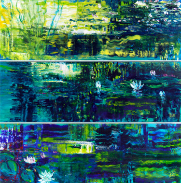 Nymphéas 24 Malerei mit dem Titel "Nymphéas 24" von Joelle Kem Lika, Original-Kunstwerk, Acryl Auf Keilrahmen aus Holz montiert