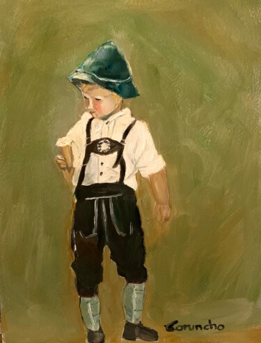 Malerei mit dem Titel "Niño tirolés" von Mónica Caruncho Fontela, Original-Kunstwerk, Öl
