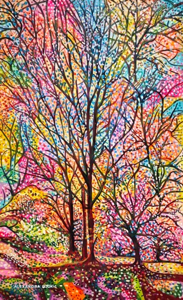 Painting titled "Autumnal forest / 1…" by Alexandra Djokic, Original Artwork, Acrylic