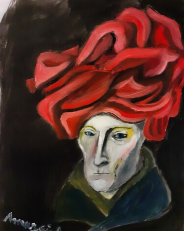 绘画 标题为“L'homme au Turban” 由Amazeigh Bouzékri, 原创艺术品, 油