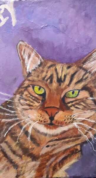 Peinture intitulée "poupy, le chat" par Delphine Grezes, Œuvre d'art originale, Acrylique