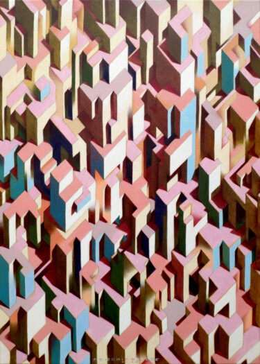 Painting titled "The infinite city" by Federico Cortese, Original Artwork, Oil