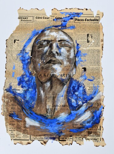 Drawing titled "Plongée" by Edmond Trucchi, Original Artwork, Charcoal