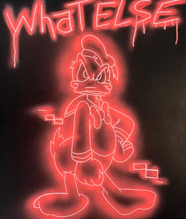 Malerei mit dem Titel "Donald Duck neon" von Aste, Original-Kunstwerk, Acryl