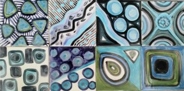 8 faïences murales 10 x 10 cm décor abstrait 雕塑 标题为“8 faïences murales…” 由Anne Cabon, 原创艺术品, 陶瓷