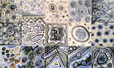 15 carreaux de faïence 10 x 10 cm 雕塑 标题为“15 carreaux de faïe…” 由Anne Cabon, 原创艺术品, 陶瓷