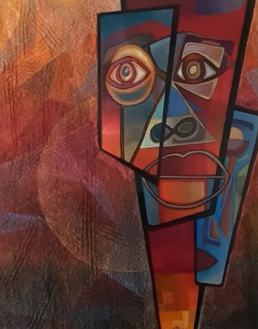 Painting titled "Cache cache" by Thierry Robin, Original Artwork, Gouache Mounted on Wood Stretcher frame