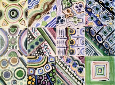 12 carreaux de faïences murales 10 x 10 雕塑 标题为“12 carreaux de faïe…” 由Anne Cabon, 原创艺术品, 陶瓷