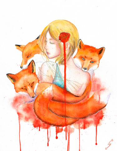 绘画 标题为“Sans défense” 由Gaëlizm, 原创艺术品, 水彩