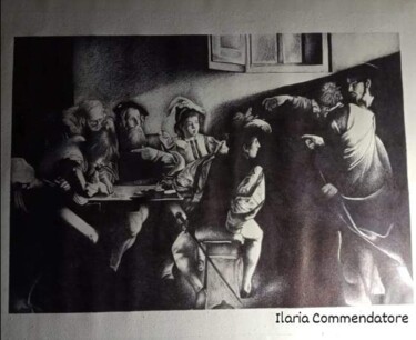 Dessin intitulée "La Vocazione di San…" par Ilaria Commendatore, Œuvre d'art originale, Stylo à bille