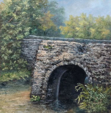 Old bridge Painting titled "Old bridge" by Tamara Rozinskay, Original Artwork, Oil