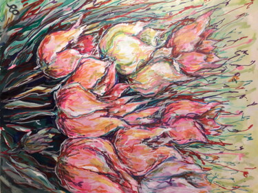 Original painting "Small Tulips" Peinture intitulée "Original painting "…" par Olga Rokhmanyuk (ROArtUS), Œuvre d'art originale, Acrylique
