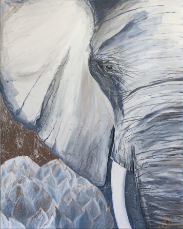The Big Love. Elephant Peinture intitulée "The Big Love. Eleph…" par Ekaterina Khovanskaya, Œuvre d'art originale, Acrylique
