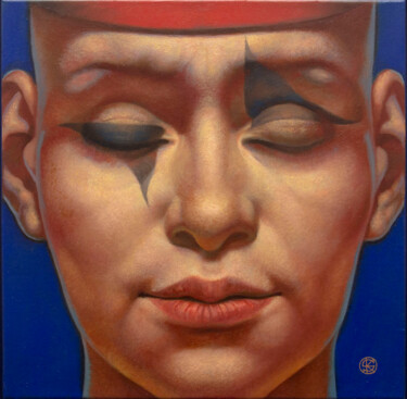 Painting titled "Mime" by Yaroslav Kurbanov, Original Artwork, Oil Mounted on Wood Stretcher frame