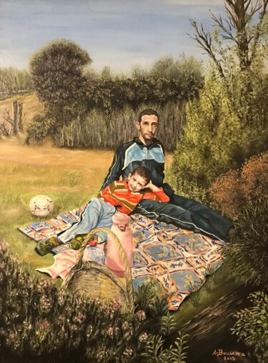 Painting titled "Le sacrifice" by Abdelkader Boucetta, Phd, Original Artwork, Oil