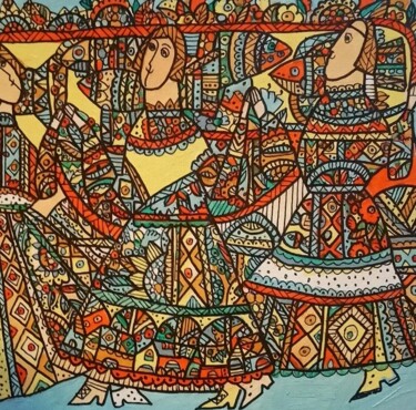 Картина под названием "Meeting the spring." - Tetiana Osadchuk, Подлинное произведение искусства, Акрил Установлен на картон