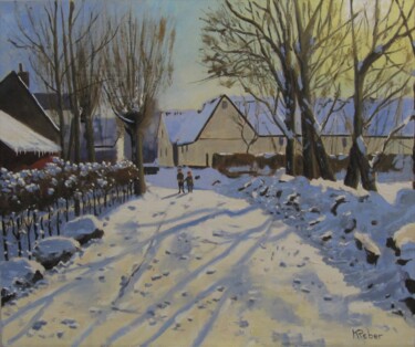Peinture intitulée "Paysage enneigé (2)" par Karol Reber, Œuvre d'art originale, Huile