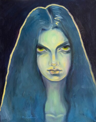 绘画 标题为“Indigo” 由Isolde Pavlovskaya, 原创艺术品, 油 安装在木质担架架上