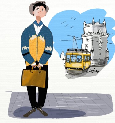 Turista em Lisboa Arts numériques intitulée "Turista em Lisboa" par Ana Almeida, Œuvre d'art originale, Peinture numérique