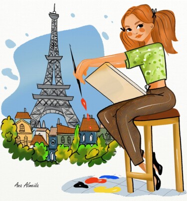 Arts numériques intitulée "Paris" par Ana Almeida, Œuvre d'art originale, Peinture numérique