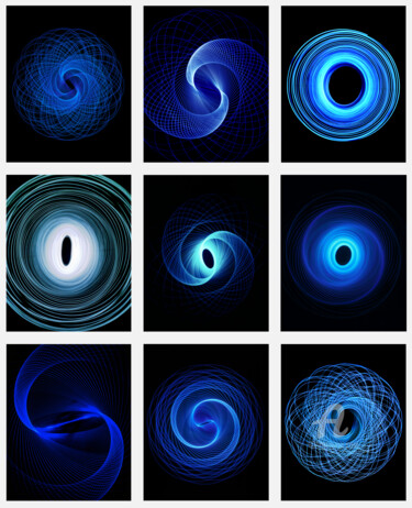 Photography titled "Lichtkreise9erBlau1" by Gerhard Bumann, Original Artwork, Analog photography