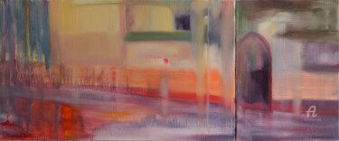 Peinture intitulée "La grande mosquée d…" par Laurence Allemand, Œuvre d'art originale, Huile Monté sur Châssis en bois