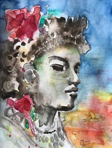 Buddha_2108 Peinture intitulée "Buddha_2108" par Marlène Regazzoni (MaOni), Œuvre d'art originale, Aquarelle