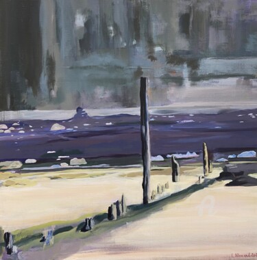 Marée basse à Pourville Pintura titulada "Marée basse à Pourv…" por Laurence Allemand, Obra de arte original, Acrílico Montado en Bastidor de camill…