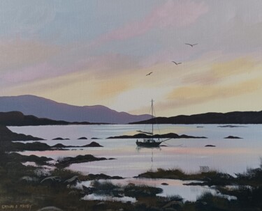 Peinture intitulée "Boat in glynsk" par Cathal O Malley, Œuvre d'art originale, Acrylique