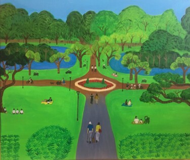 绘画 标题为“In the Park # 1” 由Peter Kruger, 原创艺术品, 丙烯