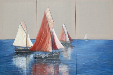 Peinture intitulée "Bateaux de pêche" par Jacques Dolley, Œuvre d'art originale, Acrylique Monté sur Châssis en bois