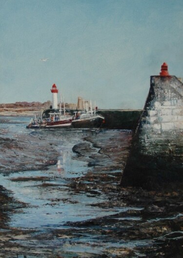 Peinture intitulée "Marée basse à St Va…" par Jacques Dolley, Œuvre d'art originale, Acrylique Monté sur Châssis en bois