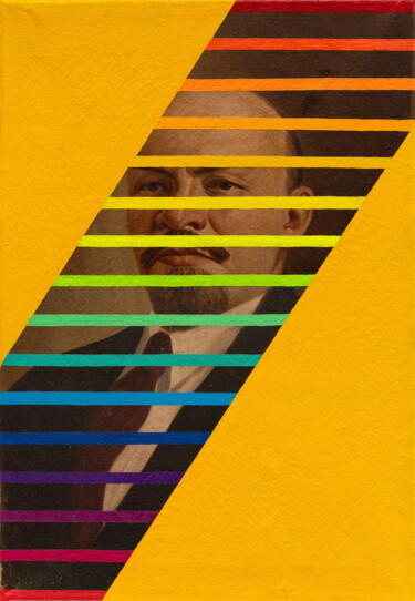 Oleksandr Balbyshev "Lenin Behind the Grille" 绘画 标题为“Oleksandr Balbyshev…” 由Oleksandr Balbyshev, 原创艺术品, 油 安装在木质担架架上