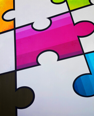 Painting titled "Street puzzle4" by Jok, Original Artwork, Acrylic