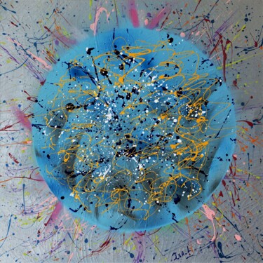 Peinture intitulée "21.03 Lune bleue" par Isa-L, Œuvre d'art originale, Acrylique