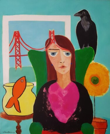 Pintura intitulada ""Alfacinha"" por Sílvia Neto, Obras de arte originais, Acrílico