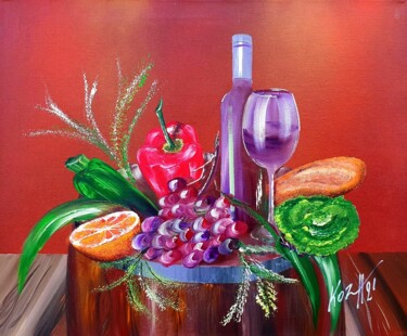 A table... Painting titled "A table..." by Pascal Koza, Original Artwork, Acrylic Mounted on Wood Stretcher frame