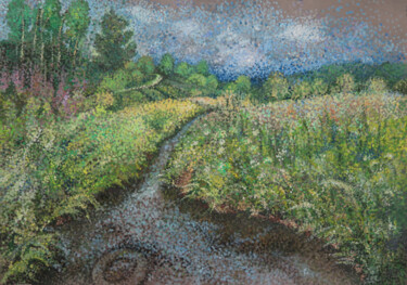 제목이 "A small river is hi…"인 그림 Lyudmila Chupina로, 원작, 구아슈