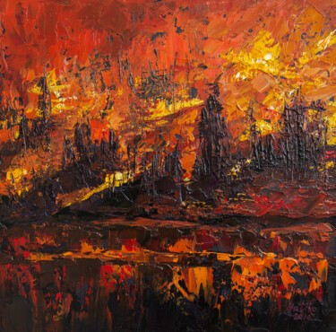 CRYING FOREST OF SIBERIA. Canvas 1. 绘画 标题为“CRYING FOREST OF SI…” 由Natiko, 原创艺术品, 油