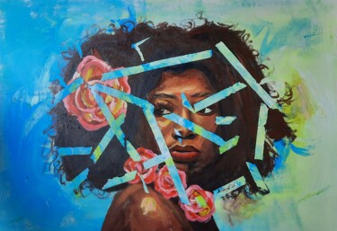 绘画 标题为“Portrait of a black…” 由Ganiyat Abdulazeez, 原创艺术品, 丙烯