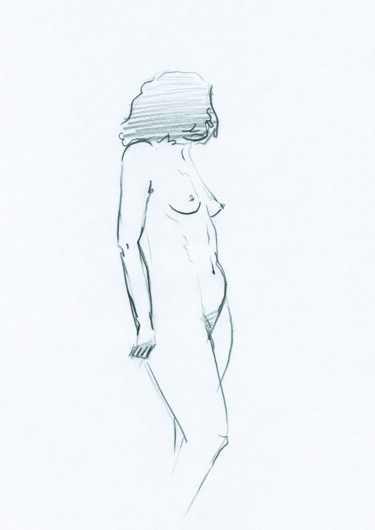 Print, life drawing, coal drawing, line drawing naked woman Digital Arts titled "Print, life drawing…" by Anna Bernadskaya, Original Artwork, 2D Digital Work