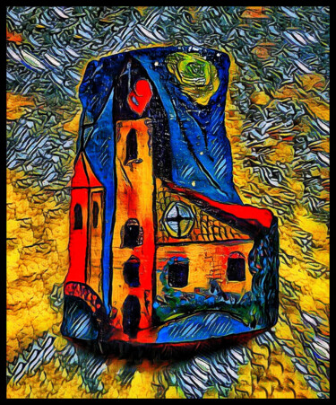Chiesa su corteccia Arts numériques intitulée "Chiesa su cortecc…" par Elisabetta Nannini Ne, Œuvre d'art originale, Peinture numérique