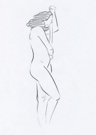 Print, life drawing, coal drawing, beautiful woman, charcoal Digital Arts titled "Print, life drawing…" by Anna Bernadskaya, Original Artwork, 2D Digital Work
