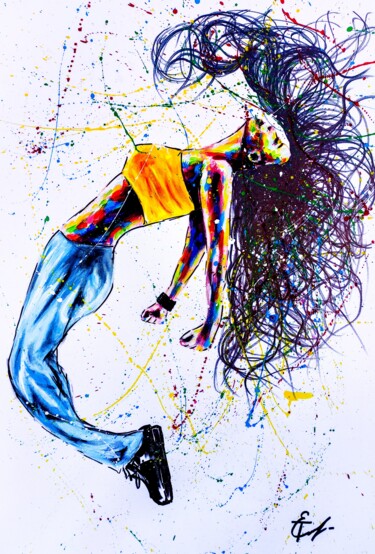 Dancing woman, street dance, hip hop, pop art, wall art. 绘画 标题为“Dancing woman, stre…” 由Tatsiana Yelistratava, 原创艺术品, 丙烯