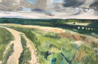 제목이 "Footpath"인 미술작품 Sandra Haney로, 원작, 기름 나무 들것 프레임에 장착됨