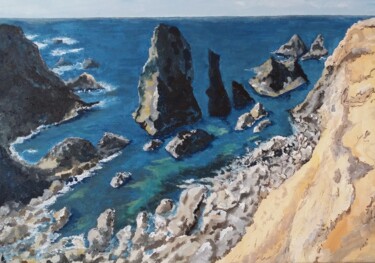 Les aiguilles de Port-Coton - Belle-Île-en-Mer (France) Painting titled "Les aiguilles de Po…" by Barbouilletto, Original Artwork, Acrylic