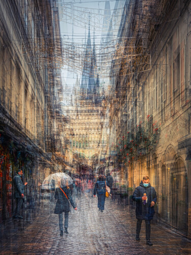摄影 标题为“Rue Musette Dijon” 由Alain Rappeneau, 原创艺术品, 数码摄影 安装在铝上