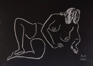 图画 标题为“Female figure on a…” 由Alfia Kircheva, 原创艺术品, 粉笔